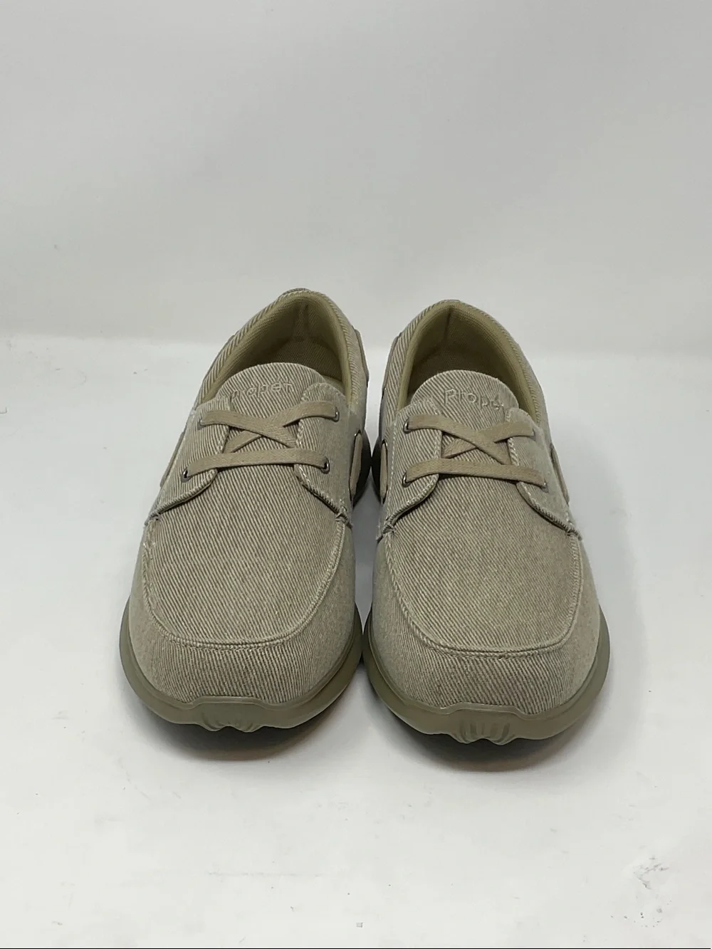 Propet Men's Slip-On Canvas Loafers in Beige Taupe